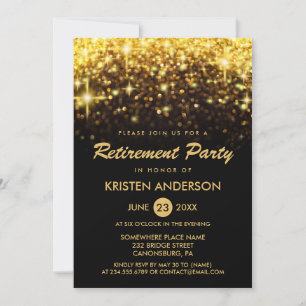Invitation Parties scintillant or de la partie de retraite ét