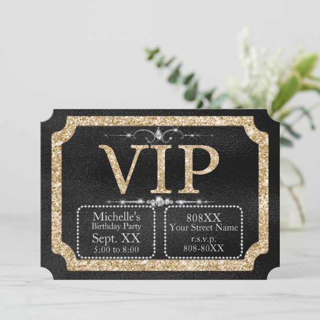 Invitation Parties scintillant or et diamants sur billet VIP  (Debout devant)