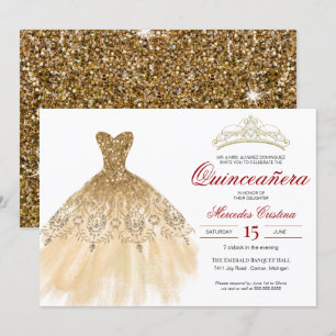 Invitation Parties scintillant or et Rouge simple élégant Qui