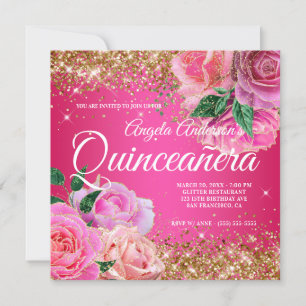 Invitation Parties scintillant or étincelante rose rose glam 