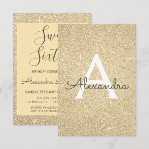 Invitation Parties scintillant or étincelle Sweet sixteen ann