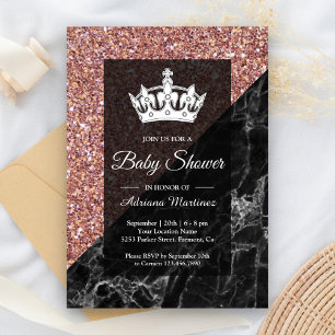 Invitation Parties scintillant or Faux Rose Baby shower en ma