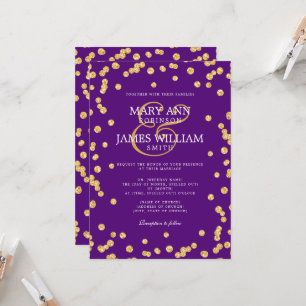 Invitation Parties scintillant or Mariage moderne Confetti vi