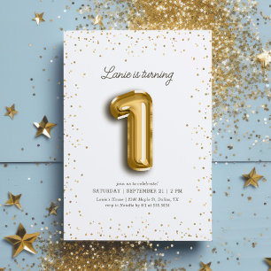 Invitation Parties scintillant Or moderne Foil Balloon 1er an