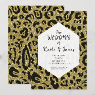 Invitation Parties scintillant or noir Cheetah Leopard Chic M