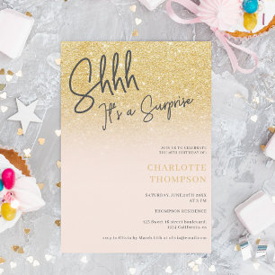 Invitation Parties scintillant or ombre rose surprise photo S