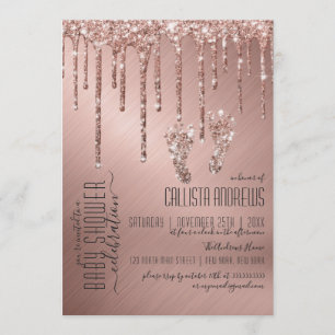Invitation Parties scintillant or Rose brillant  Baby shower 