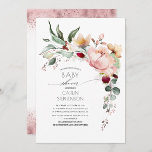 Invitation Parties scintillant or Rose brillant Baby shower f