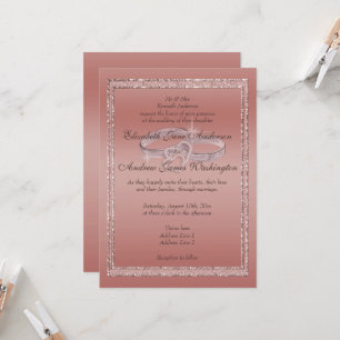 Invitation Parties scintillant or rose et anneaux Mariage arg