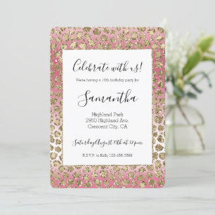 Invitation Parties scintillant or rose Ombre Empreinte de léo