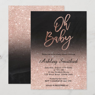 Invitation parties scintillant or rose ombre tableau noir Oh