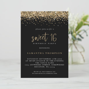 Invitation Parties scintillant Or tendance Sweet 16 Anniversa