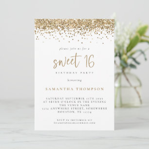 Invitation Parties scintillant Or tendance Sweet 16 Anniversa