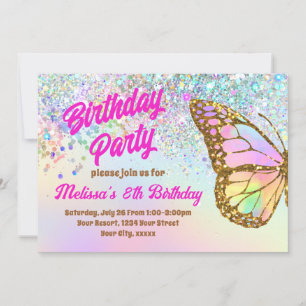 Invitation Parties scintillant papillon Anniversaire Invitati