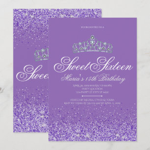 Invitation Parties scintillant parfaite violette, 16 invitati