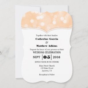 Invitation Parties scintillant Peach Bokeh Lumières Mariage I