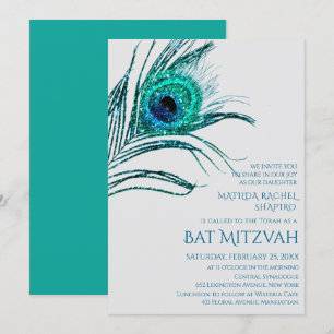 Invitation Parties scintillant Peacock Plume Turquoise Bat mi