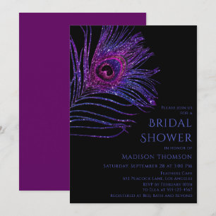 Invitation Parties scintillant Peacock Plumes violet Fête des
