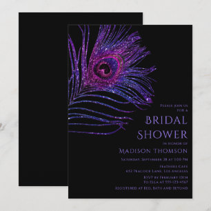 Invitation Parties scintillant Peacock Plumes violet Fête des