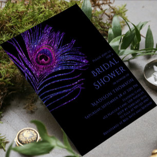 Invitation Parties scintillant Peacock violet Fête des marié