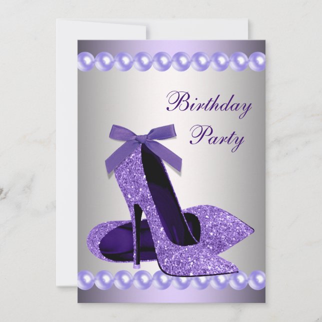 Invitation Parties scintillant Perles violet talons hauts Cha (Devant)