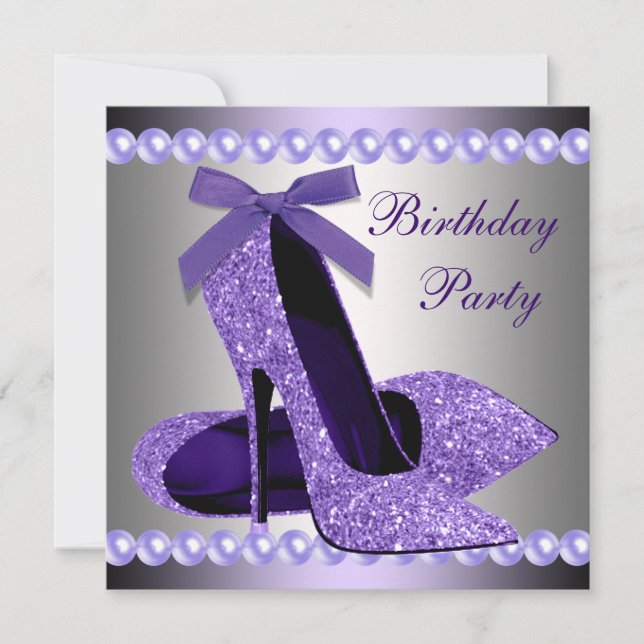 Invitation Parties scintillant Perles violet talons hauts Cha (Devant)