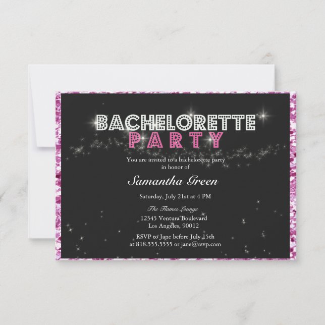 Invitation Parties scintillant pétillante Pink Bachelorette P (Devant)