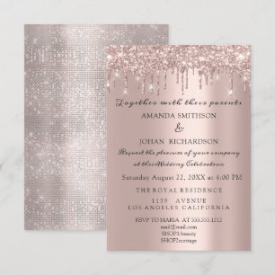 Invitation Parties scintillant pétillante Rose or élégant mar