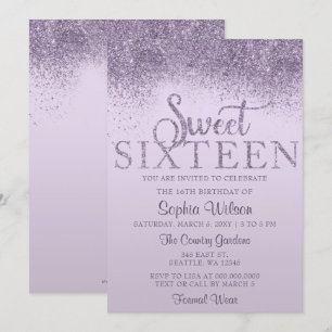 Invitation Parties scintillant pourpre Étincelle douce 16 Ann