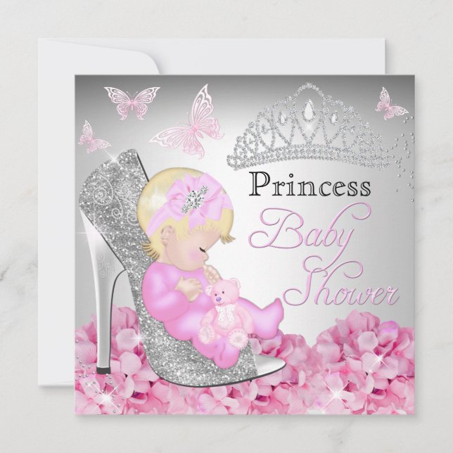Invitation Parties scintillant Princess Chaussure Baby shower (Devant)
