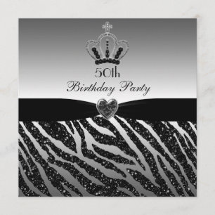 Invitation Parties scintillant princesse Crown Zebra 50e anni