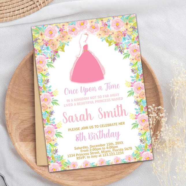 Invitation Parties scintillant Princesse Rose Princesse Invit (Pink Princess Glitter Princess Birthday Invitation)