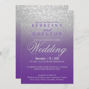 Invitation Parties scintillant Purple et SIlver