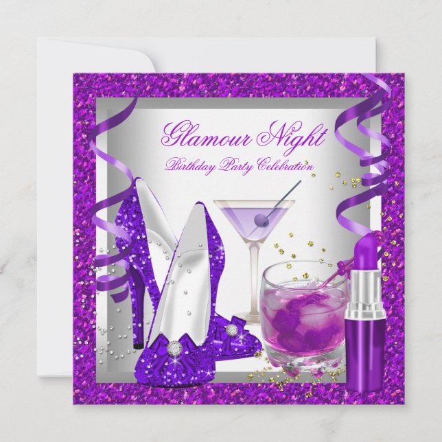 Invitation Parties scintillant Purple Glamor Night Martini Pa (Devant)
