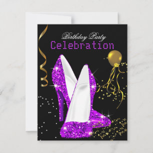 Invitation Parties scintillant Purple Magenta Gold Fête d'ann