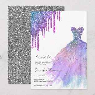 Invitation Parties scintillant Rainboand argent Drives Sweet