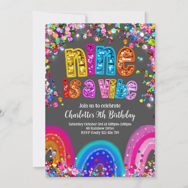 Invitation Parties scintillant Rainbow Sequin 9 est une Invit (Devant)