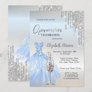 Invitation Parties scintillant, Robe, Verre de Champagne Quin