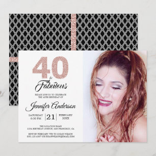 Invitation Parties scintillant rose 40 et fabuleux 40e annive