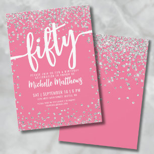 Invitation Parties scintillant rose 50e anniversaire