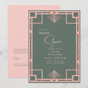 Invitation Parties scintillant rose Art Déco Cadre Fête des m