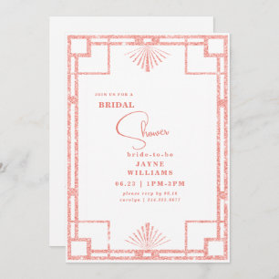 Invitation Parties scintillant rose Art Déco Douche Briidal