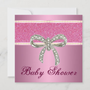 Invitation Parties scintillant rose Baby shower de boue diama