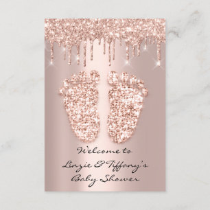 Invitation Parties scintillant Rose Baby shower pieds fille