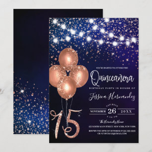 Invitation Parties scintillant rose Balloons Confetti Lumière