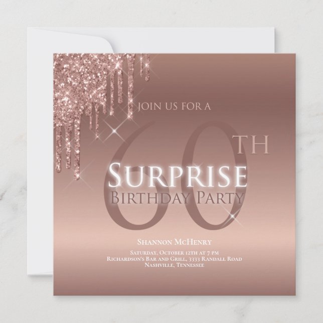 Invitation Parties scintillant rose blanc 60e Anniversaire su (Devant)