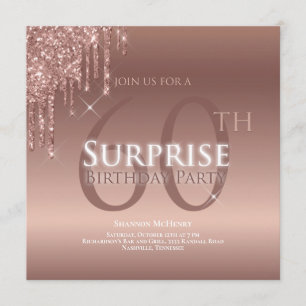 Invitation Parties scintillant rose blanc 60e Anniversaire su