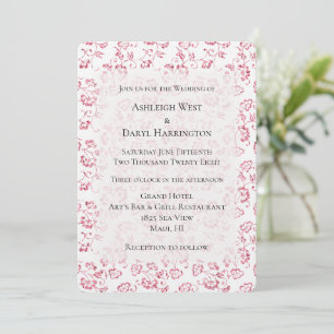 Invitation Parties scintillant rose blanc romantique Mariage 