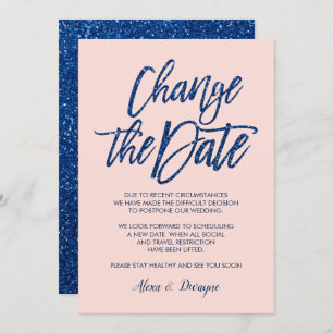 Invitation Parties scintillant rose bleu annulée Mariage repo