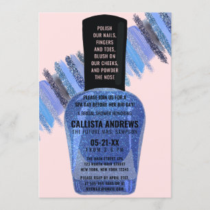 Invitation Parties scintillant rose bleu ongle Spa polonais F